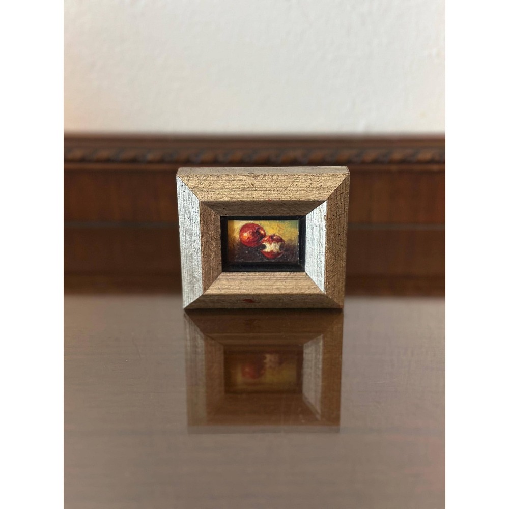Vintage‎ Miniature Mini Apple Oil Painting - Picture 6 of 9